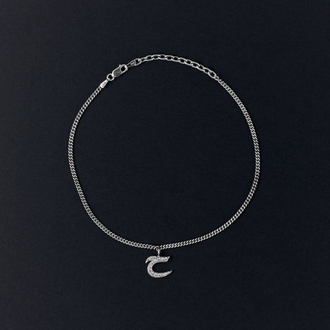 Arabic Initial Silver Anklet